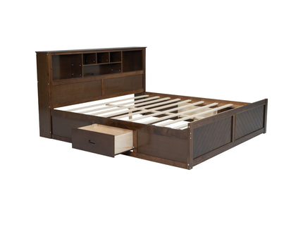 Platform Bed With Multi Storage Headboard, USB And Drawers