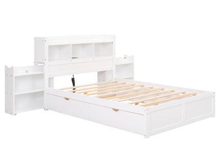 Storage Platform Bed With Pull Out Shelves, Trundle, And 2 Drawers