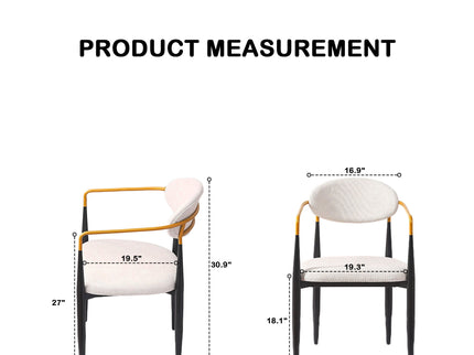 Modern Upholstered Dining Chair With Accented Armrests (Set of 2)