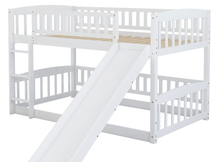 Low Bunk Bed With Slide, Fence And Ladder