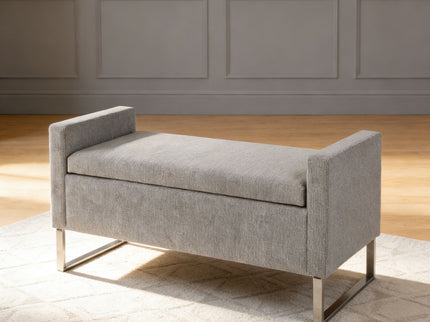Upholstered Ottoman Bench With Storage - Dark Gray