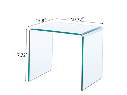 Tempered Bent Glass Sidetable, Transparent End Table, Sofa Table, Premium Glass, Multi Purpose Design - Transparent