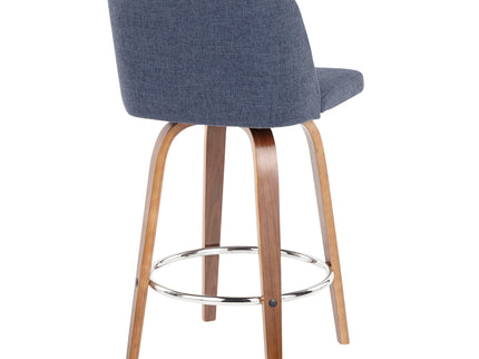 Toriano - Mid-Century Modern Fixed Height Counter Stool With Round Footrest (Set of 2)