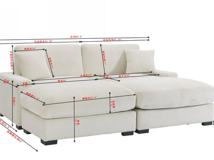 4 Seater Oversized Sectional Sofa With 2 Ottoman And 2 Pillows