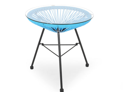 Nusa - Modern Rattan Side Table With Tempered Glass Top