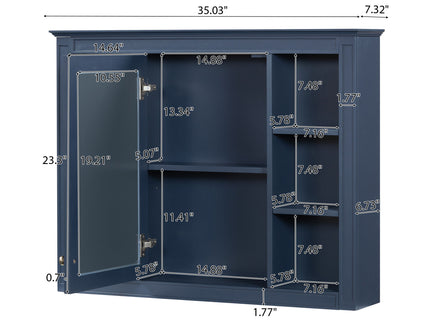 Wall Mounted Medicine Cabinet With Mirror, Storage Cabinet Featuring 6 Open Shelves And Adjustable Interior