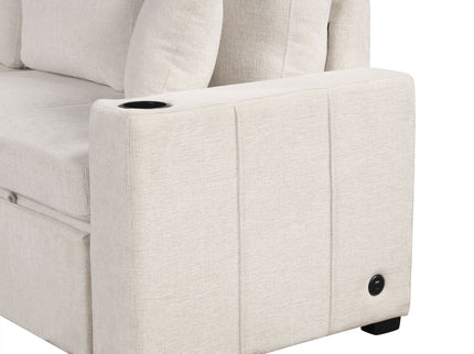 Single Pull Out Sofa Bed With USB Ports And Cup Holders