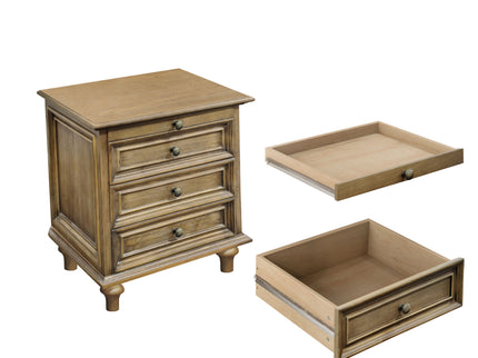 Nightstand With 4 Drawers With Hidden Pull Out Shelf - Light Brown