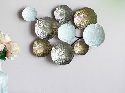 Contemporary Metal Wall Decor Accent - Golden / White