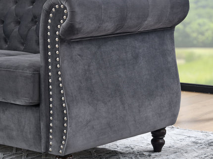 Chesterfield Sofa With Rolled Arms And Nailhead Trim