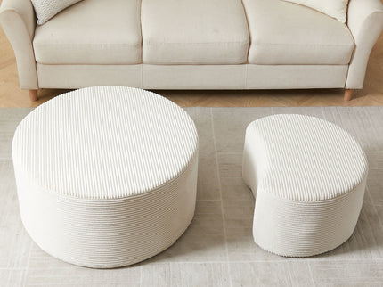 Modern Upholstered Round Coffee Table For Living Room (Set of 2)