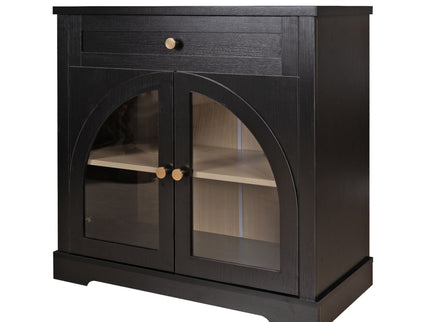 Sideboard Cabinet With 1 Drawer And 2 Arched Doors With Adjustable Shelves For Entryway - Black