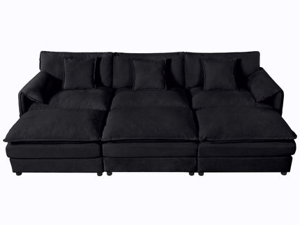 Modern Comfy Deep Seat Modular Sectional Sofa Cloud Couch With Ottoman