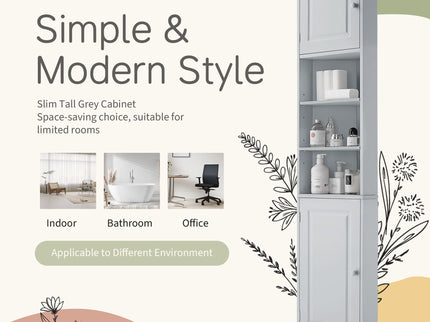 Multi Functional Corner Cabinet With Adjustable Shelves And 2 Doors