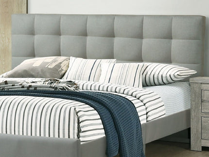 California King Size Tufted Headboard Platform Bedframe, Bedroom Furniture - Gray / Light Gray