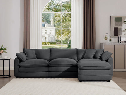 Modular Oversized Cushion Sofa With Ottoman, Low Back, Deep Seating Sofa Set