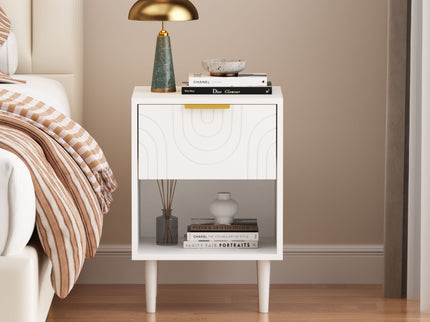 Nightstand With 1 Drawer And Open Shelf - White