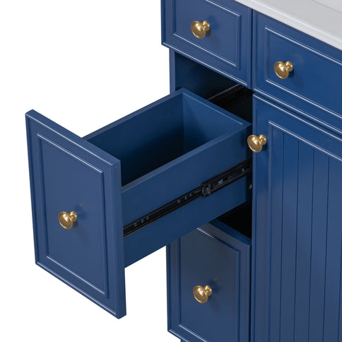 Transitional Style Bathroom Vanity Cabinet With Ceramic Sink