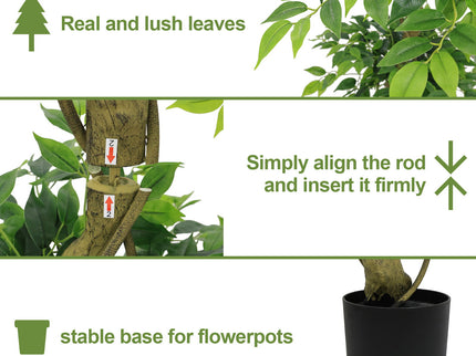 Artificial Ficus Tree With Pot For Home Decor Indoor Plant - Green