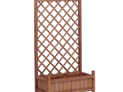 Raised Garden Bed With Trellis 2 Pack, Outdoor Planter Box & Plant Stand With Climbing Racks - Brown