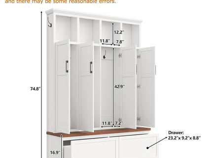 Hall Tree With 4 Hidden Cabinets
