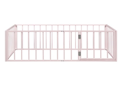 Metal Floor Bed Frame With Fence And Door