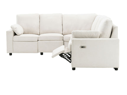 Power Recliner Sectional Sofa Home Theater Reclining Sofa With Two USB Ports, Two Storage Drawers For Living Room