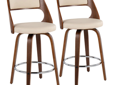 Cecina - Mid-Century Modern Fixed Height Counter Stool With Swivel And Round Footrest (Set of 2)