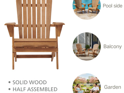 Oversize Outdoor Folding Adirondack Chair, Patio Chair For Garden