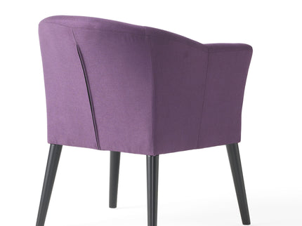 Fabric Arm Chair With Wooden Legs And Cushioned Seat - Plum