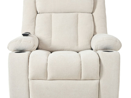 Power Lift Recliner Chair With Extended Footrest, Remote Control, Cup Holders, And Side Pockets