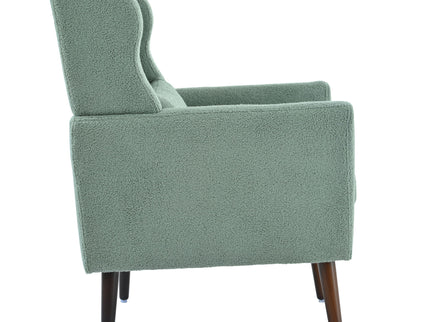 Modern Accent Chair, Teddy Fabric Living Room Chairs Comfy Reading Chair, Mid Century Accent Chair, Lounge Arm Chairs Armchair For Living Room Bedroom - Light Green