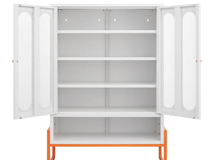 Modern Metal Shoe Cabinet With DoublebSided Doors And Adjustable Partitions