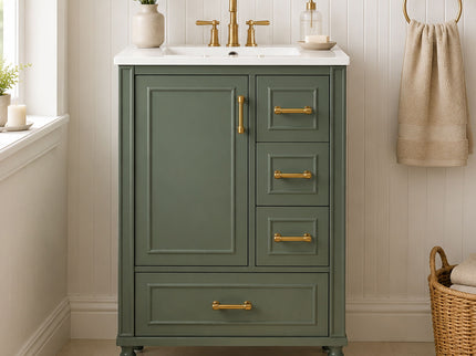 Modern Bathroom Vanity With Sink, Soft Close Doors, 3 Drawers