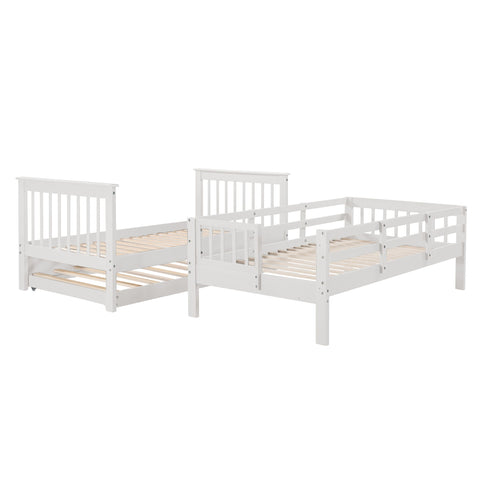 Stairway Bunk Bed With Storage And Guard Rail For Bedroom
