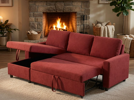 L - Shaped Convertible Sofa Bed With Storage Chaise