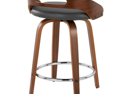 Cassis - Mid Century Modern Fixed Height Counter Stool With Swivel With Round Footrest (Set of 2)