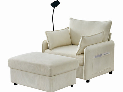 Comfy Oversized Chaise Lounge Chair With Ottoman And Storage