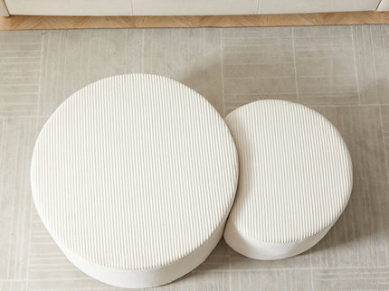 Modern Upholstered Round Coffee Table For Living Room (Set of 2)