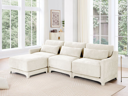 Stylish Sofa With Ottoman And Lumbar Pillows, Ergonomic Design