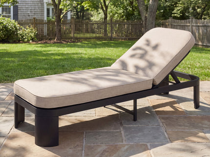 Outdoor Chaise Lounge With Cushion, 5 Position Adjustable Backrest