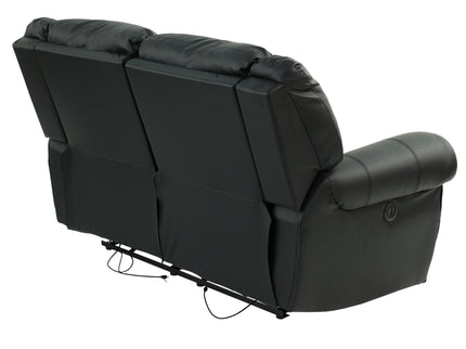 Plush Relax Power Reclining Loveseat 2 Seat Couch With USB Charging Armrest Cushion Living Room Furniture - Black