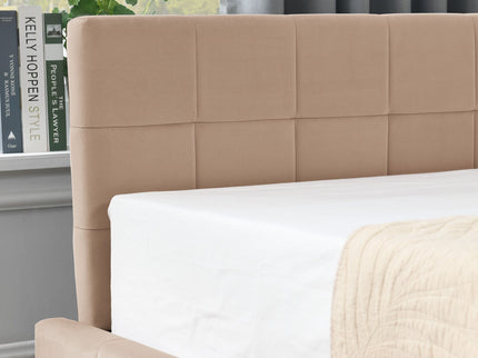 Mid-Century Storage Upholstered Tufted Bed Frame With Backrest And Armrests