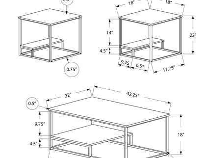 Table Set, Coffee, End, Side, Accent, Living Room, Contemporary & Modern (Set of 3)