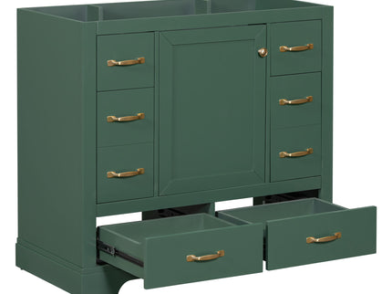 Modern Bathroom Vanity Base Only, 6 Drawer Storage With Adjustable Shelf