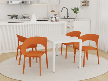 4 Piece Set Of Modern Designed Single Chairs With Long Table