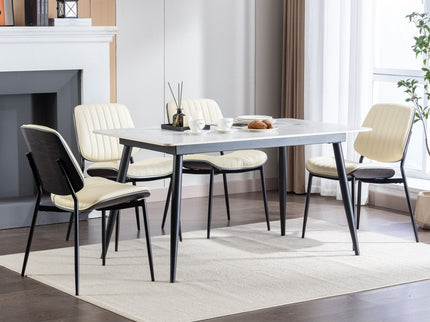 Dining Chairs (Set of 2) Mid-Century Modern Retro Chair With Walnut Bentwood Back Upholstered Seat Metal Legs Adjustable Foot For Kitchen Dining Room Chairs