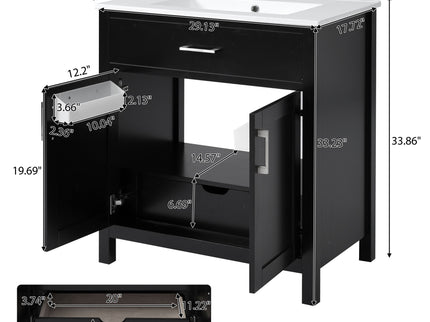 Bathroom Vanity With Sink And Ample Storage, Rectangular Undermount Sink - Black