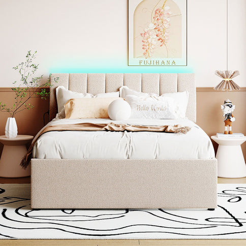 Upholstered Platform Bed With Trundle