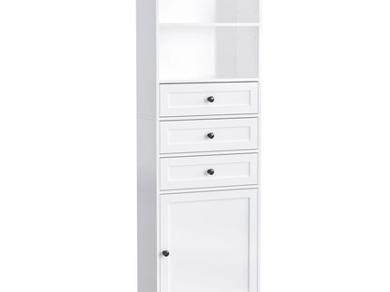 Tall Storage Cabinet With 3 Drawers And Adjustable Shelves For Bathroom